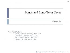 14 1 Bonds and LongTerm Notes Chapter 14