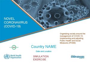 NOVEL CORONAVIRUS COVID19 Organizing society around the management