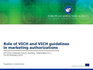 Role of VICH and VICH guidelines in marketing
