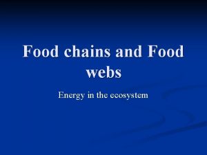 Food chains and Food webs Energy in the