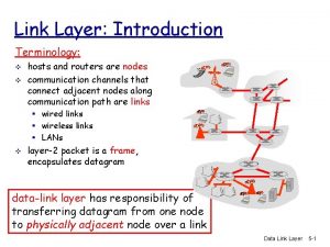 Link Layer Introduction Terminology v v hosts and