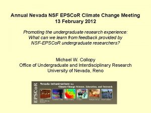 Annual Nevada NSF EPSCo R Climate Change Meeting