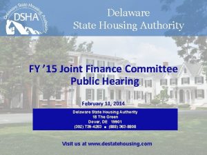 Delaware State Housing Authority FY 15 Joint Finance