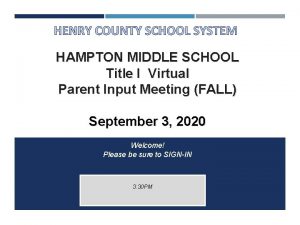 HENRY COUNTY SCHOOL SYSTEM HAMPTON MIDDLE SCHOOL Title