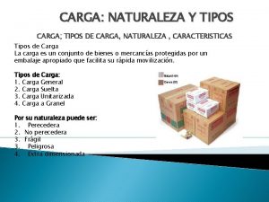 CARGA NATURALEZA Y TIPOS CARGA TIPOS DE CARGA