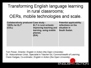 Transforming English language learning in rural classrooms OERs