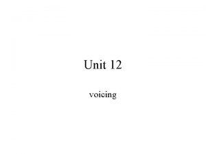 Unit 12 voicing Listen and repeat Hiss buzz