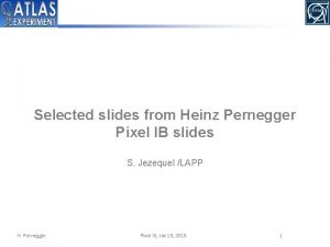 Selected slides from Heinz Pernegger Pixel IB slides