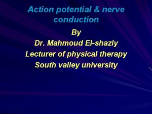 Action potential nerve conduction By Dr Mahmoud Elshazly