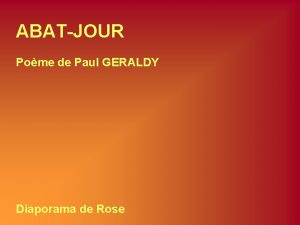 ABATJOUR Pome de Paul GERALDY Diaporama de Rose