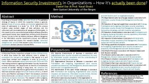 Information Security Investments in Organizations How its actually