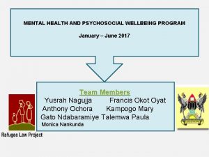 MENTAL HEALTH AND PSYCHOSOCIAL WELLBEING PROGRAM January June