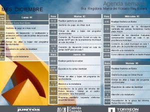 Agenda semanal MES DICIEMBRE Hora a 15 Lunes