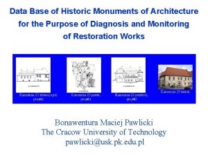 Data Base of Historic Monuments of Architecture for