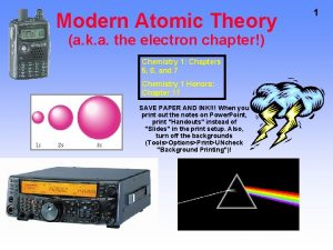 Modern Atomic Theory a k a the electron