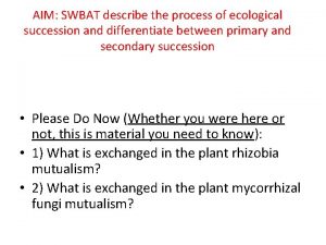 AIM SWBAT describe the process of ecological succession