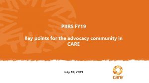 PIIRS FY 19 Key points for the advocacy