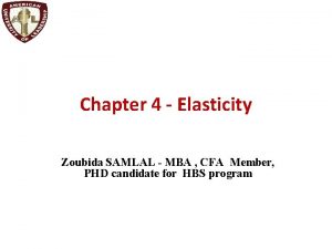 Chapter 4 Elasticity Zoubida SAMLAL MBA CFA Member