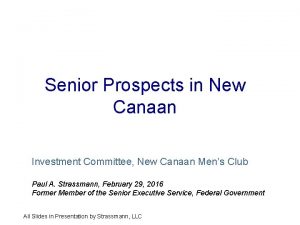 Senior Prospects in New Canaan Investment Committee New