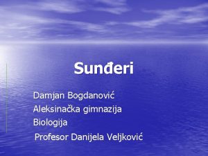 Suneri Damjan Bogdanovi Aleksinaka gimnazija Biologija Profesor Danijela