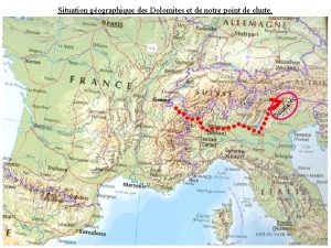 Situation gographique des Dolomites et de notre point