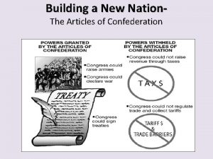 Building a New Nation The Articles of Confederation