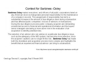 Context for Sarbines Oxley SarbinesOxley makes executives and