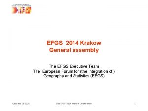 EFGS 2014 Krakow General assembly The EFGS Executive