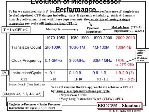 Evolution of Microprocessor Performance So far we examined