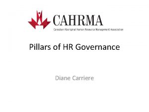 Pillars of HR Governance Diane Carriere Pillars of