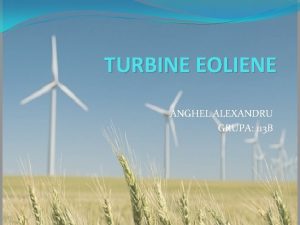 TURBINE EOLIENE ANGHEL ALEXANDRU GRUPA 113 B INTRODUCERE