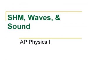 SHM Waves Sound AP Physics I Simple Harmonic