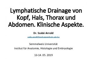 Lymphatische Drainage von Kopf Hals Thorax und Abdomen