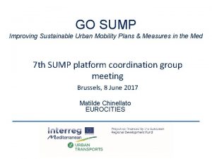 GO SUMP Improving Sustainable Urban Mobility Plans Measures