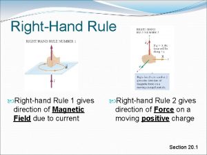 RightHand Rule Righthand Rule 1 gives direction of
