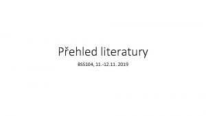 Pehled literatury BSS 104 11 12 11 2019