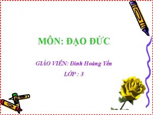 MN O C GIO VIN inh Hong Yn