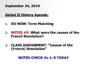 September 24 2019 Global II History Agenda 1