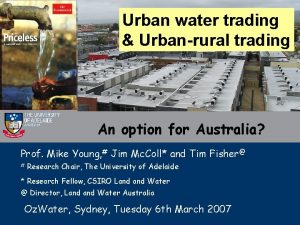 Urban water trading Urbanrural trading An option for