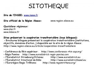 SITOTHEQUE Site de lINSEE www insee fr Site