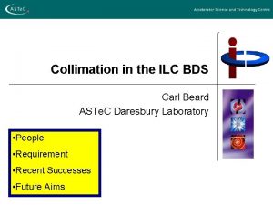 Collimation in the ILC BDS Carl Beard ASTe