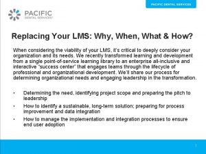 Replacing Your LMS Why When What How When