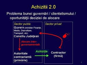 Achizitii 2 0 Problema bunei guvernri clientelismului oportunitii