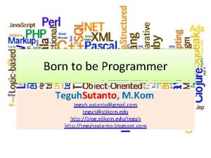 Born to be Programmer Teguh Sutanto M Kom