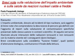 Brevi note sulla valutazione dellimpatto ambientale e sulla