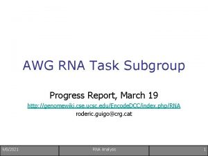 AWG RNA Task Subgroup Progress Report March 19