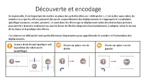 Dcouverte et encodage En maternelle il est important