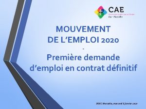 MOUVEMENT DE LEMPLOI 2020 Premire demande demploi en