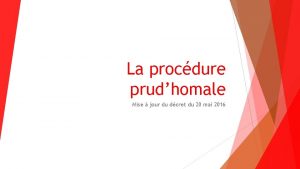 La procdure prudhomale Mise jour du dcret du