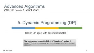 Advanced Algorithms 240 246 Semester 1 2021 2022